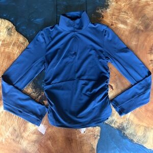 ATHLETA NWOT Transcend Half Zip with Ruching in Deep Navy - M